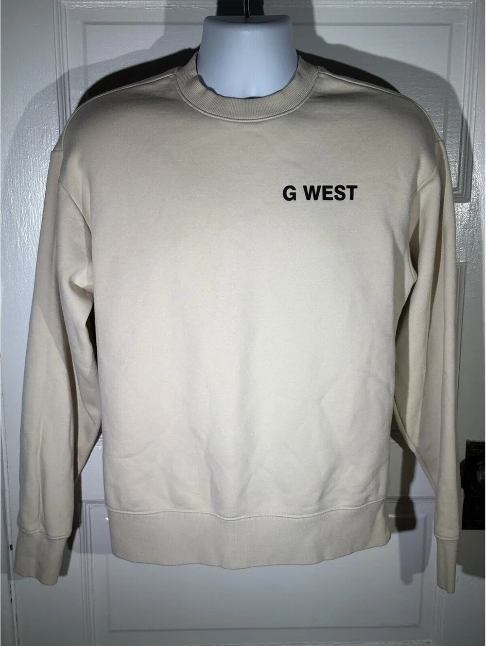 G West NYC Donut Heavy Premium Crewneck Sweatshirt Cream Off-White Men’s XS